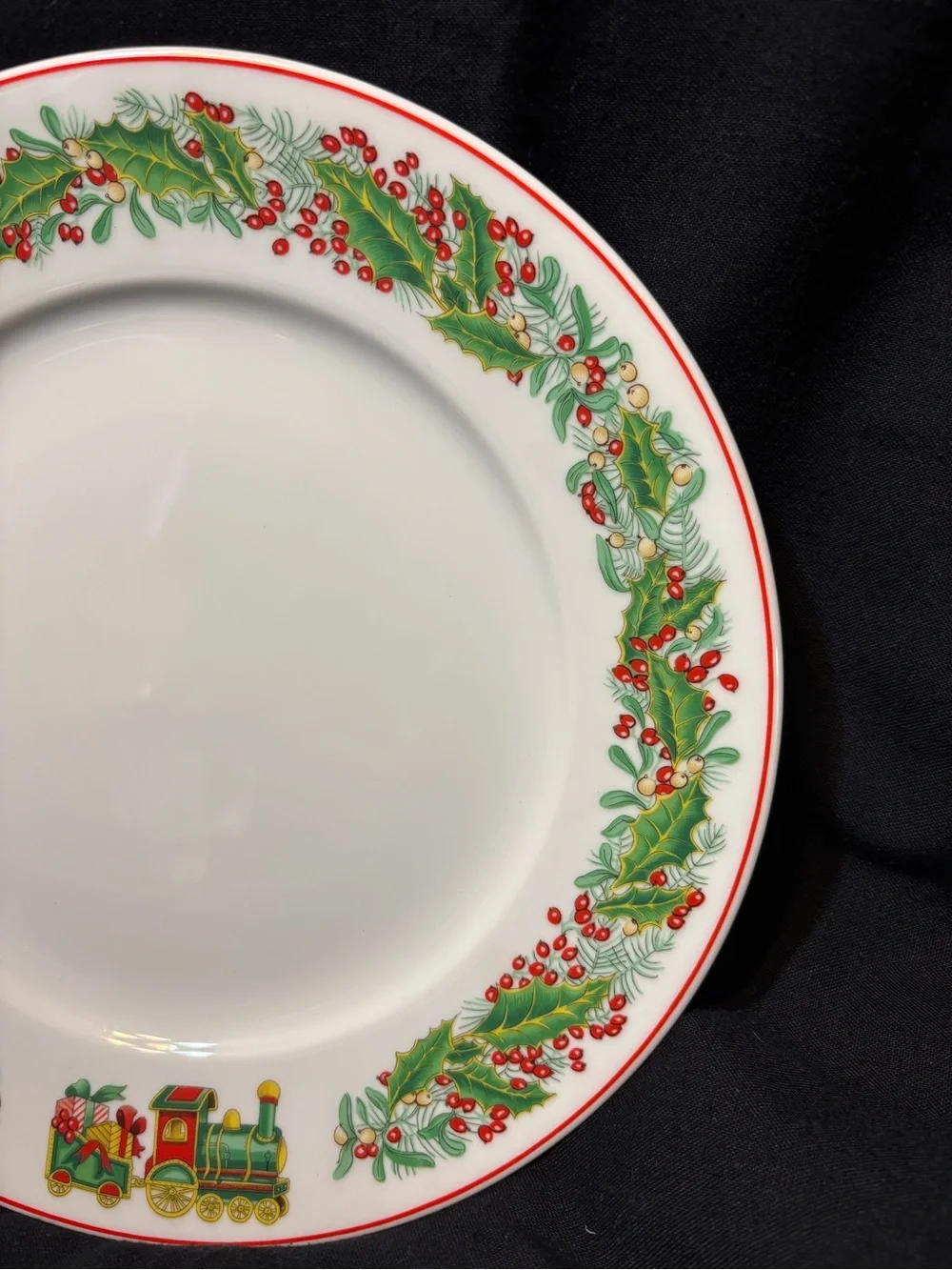 Vista Alegre Christmas Magic 10 1/2” Dinner Plate with Train Pulling Gifts